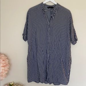 Zara flowy striped short sleeve dress shirt small